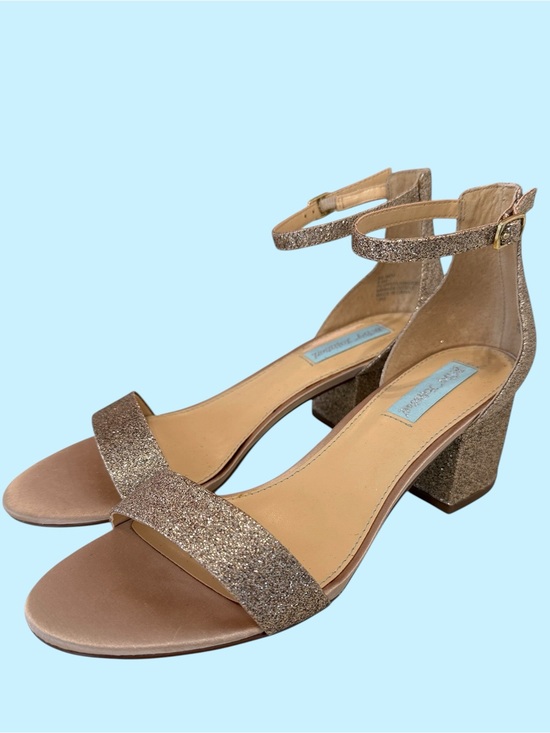 Betsey Johnson Shoes - Betsey Johnson Gold Glitter Ankle Strap Block Heels - New Size 8.5